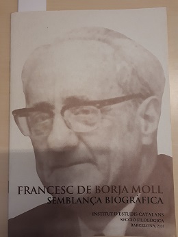 Coberta de Francesc de Borja Moll. Semblança biogràfica